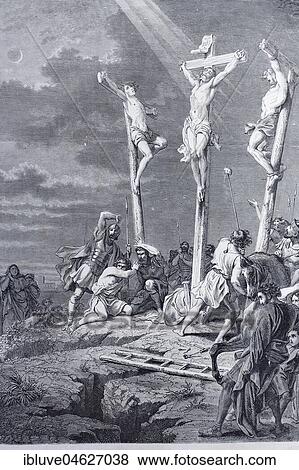 The Crucifixion of Christ, historical illustration in an ancient Bible, Holy Scripture View Large Photo Image Stock Photo - The Crucifixion of Christ, historical illustration in an ancient Bible, Holy Scripture. Fotosearch