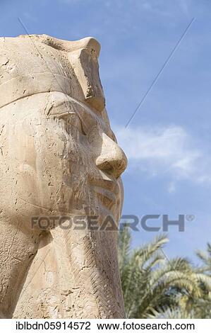 Stock Image - The Memphis sphinx, detail, 1550-1069 BC circa, detail, egyptian alabaster, Mit Rahina museum, Memphis, Egypt, Africa. Fotosearch