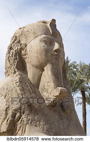 Stock Photo - The Memphis sphinx, detail, 1550-1069 BC circa, detail, egyptian alabaster, Mit Rahina museum, Memphis, Egypt, Africa. Fotosearch
