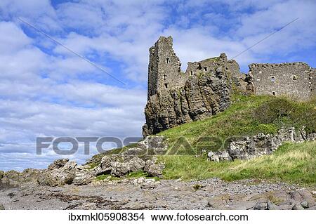Picture - The ruins of Dunure Castle on the Firth of Clyde, Girvan, South Ayrshire, Scotland, United Kingdom, Europe. Fotosearch