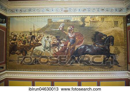Stock Image - The Triumph of Achilles painting in the Achilleion palace, old town of Corfu, Ionian Islands, Greece, Europe. Fotosearch