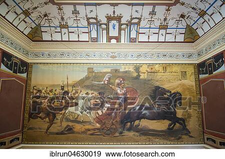 Stock Photo - The Triumph of Achilles painting in the Achilleion palace, old town of Corfu, Ionian Islands, Greece, Europe. Fotosearch