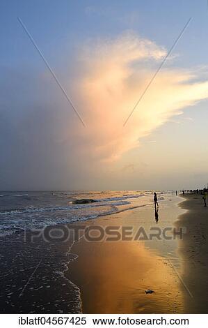 Stock Photography - Thundercloud over the sea, storm front, sandy beach, Bibione, Adriatic Sea, Veneto, Italy, Europe. Fotosearch