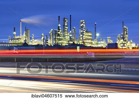 Total refinery Central Germany, street with traces of light, twilight, chemical site Leuna, Leuna, Saxony-Anhalt, Germany, Europe View Large Photo Image Stock Photography - Total refinery Central Germany, street with traces of light, twilight, chemical site Leuna, Leuna, Saxony-Anhalt, Germany, Europe. Fotosearch