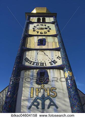 Tower of the St. Barbara Church, artist Hundertwasser, Bärnbach, Styria, Austria, Europe View Large Photo Image Stock Photo - Tower of the St. Barbara Church, artist Hundertwasser, Bärnbach, Styria, Austria, Europe. Fotosearch