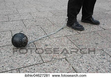 Stock Image - Trapped with iron ball, Berlin, Germany, Europe. Fotosearch