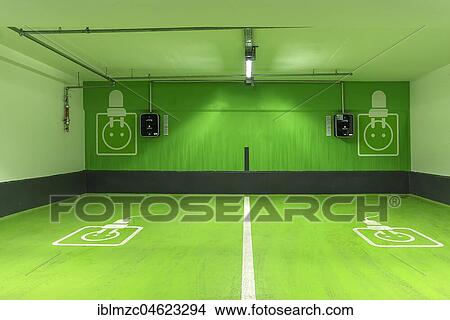 Two electric filling stations in an underground car park, Bavaria, Germany, Europe View Large Photo Image Picture - Two electric filling stations in an underground car park, Bavaria, Germany, Europe. Fotosearch