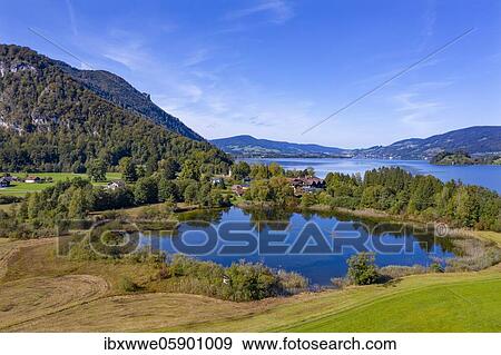 UAV photo, Egelsee in Scharfling behind it Mondsee, Mondseeland, Salzkammergut, Upper Austria, Austria, Europe View Large Photo Image Stock Photo - UAV photo, Egelsee in Scharfling behind it Mondsee, Mondseeland, Salzkammergut, Upper Austria, Austria, Europe. Fotosearch