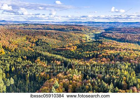 UAV recording, Baden-Württemberg, mixed forest, autumn in the Rems valley, Germany, Europe View Large Photo Image Picture - UAV recording, Baden-Württemberg, mixed forest, autumn in the Rems valley, Germany, Europe. Fotosearch