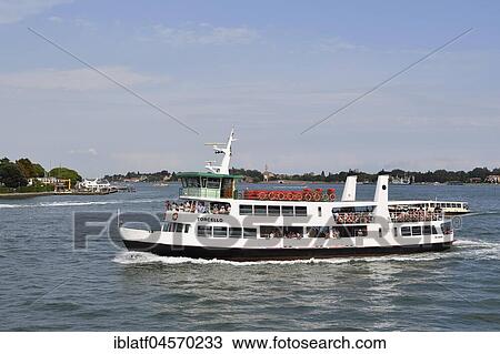 Stock Image - Vaporetto, Passenger ferry in the lagoon of Venice, Torcello, Venice, Venice, Veneto, Italy, Europe. Fotosearch