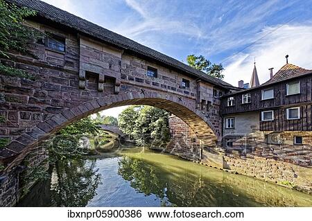 View from Kettensteg to Fronveste and Hallertor bridge over the river Pegnitz, on the right Wirtshaus Kettensteg, old town St. Sebald, Nuremberg, Middle Franconia, Franconia, Bavaria, Germany, Europe View Large Photo Image Stock Photograph - View from Kettensteg to Fronveste and Hallertor bridge over the river Pegnitz, on the right Wirtshaus Kettensteg, old town St. Sebald, Nuremberg, Middle Franconia, Franconia, Bavaria, Germany, Europe. Fotosearch