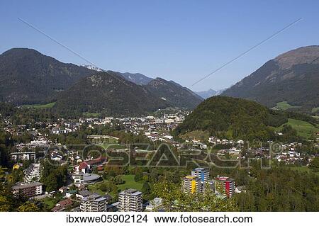 View from the castle ruin Wildenstein to Bad Ischl, Salzkammergut, Upper Austria, Austria, Europe View Large Photo Image Picture - View from the castle ruin Wildenstein to Bad Ischl, Salzkammergut, Upper Austria, Austria, Europe. Fotosearch