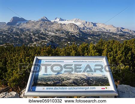 Stock Image - View from the World Heritage Site to the Hoher Dachstein, Dachstein Massif, Krippenstein cable car, Obertraun, Salzkammergut, Upper Austria, Austria, Europe. Fotosearch