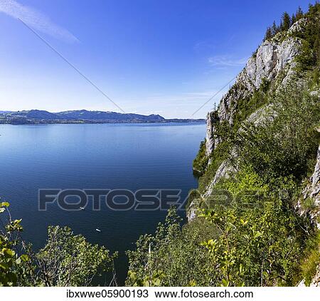 View from Traunstein to the Lake Traun, Gmunden, Salzkammergut, Upper Austria, Austria, Europe View Large Photo Image Stock Image - View from Traunstein to the Lake Traun, Gmunden, Salzkammergut, Upper Austria, Austria, Europe. Fotosearch