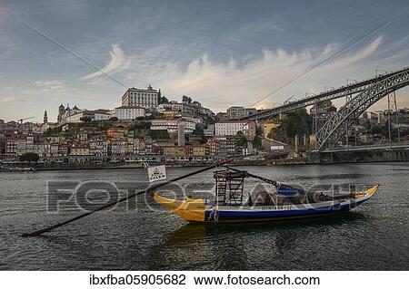 Stock Image - View from Vilanova da Gaia over Douro with city centre, Porto, Portugal, Europe. Fotosearch