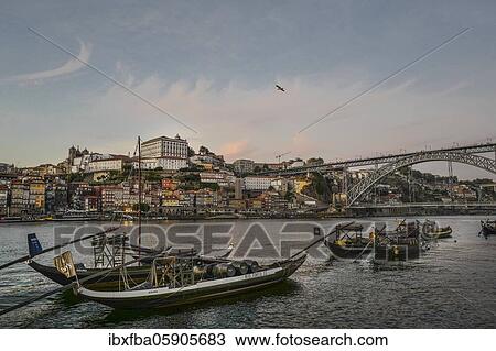 Stock Image - View from Vilanova da Gaia over Douro to city centre, Porto, Portugal, Europe. Fotosearch