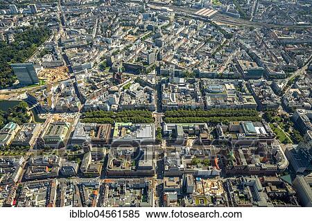 Stock Photography - View of Königsallee and Central Business District, Düsseldorf, Rhineland, North Rhine-Westphalia, Germany, Europe. Fotosearch