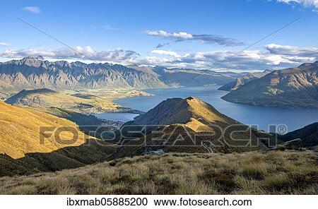 View of Lake Wakatipu and Mountain Range The Remarkables, Ben Lomond, Southern Alps, Otago, South Island, New Zealand, Oceania View Large Photo Image Stock Image - View of Lake Wakatipu and Mountain Range The Remarkables, Ben Lomond, Southern Alps, Otago, South Island, New Zealand, Oceania. Fotosearch