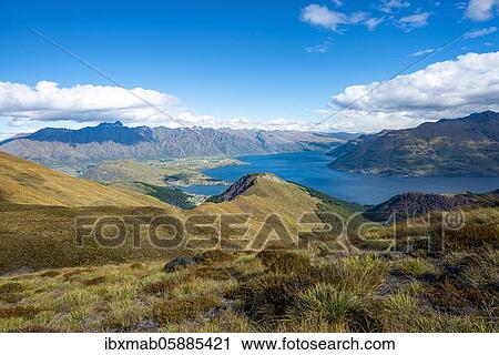View of Lake Wakatipu and Mountain Range The Remarkables, Ben Lomond, Southern Alps, Otago, South Island, New Zealand, Oceania View Large Photo Image Stock Image - View of Lake Wakatipu and Mountain Range The Remarkables, Ben Lomond, Southern Alps, Otago, South Island, New Zealand, Oceania. Fotosearch