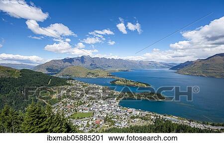 View of Lake Wakatipu and Queenstown, Ben Lomond Scenic Reserve, The Remarkables mountain range, Otago, South Island, New Zealand, Oceania View Large Photo Image Stock Image - View of Lake Wakatipu and Queenstown, Ben Lomond Scenic Reserve, The Remarkables mountain range, Otago, South Island, New Zealand, Oceania. Fotosearch