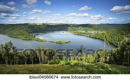 View of the Hohenwarte reservoir, Nature Park Thuringian Slate Mountains, Upper Saale, Thuringia, Germany, Europe View Large Photo Image Picture - View of the Hohenwarte reservoir, Nature Park Thuringian Slate Mountains, Upper Saale, Thuringia, Germany, Europe. Fotosearch