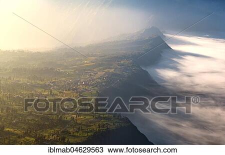View of the village Cermo Lawang at the edge of the Caldera, National Park Bromo-Tengger-Semeru, Java, Indonesia, Asia View Large Photo Image Stock Image - View of the village Cermo Lawang at the edge of the Caldera, National Park Bromo-Tengger-Semeru, Java, Indonesia, Asia. Fotosearch