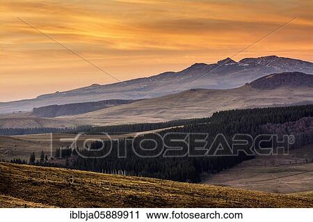 Stock Image - View on Massif of Sancy, Auvergne volcanoes natural park, Puy-de-Dome department, Auvergne-Rhone-Alpes, France, Europe. Fotosearch