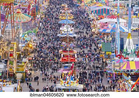 View over Schaustellerstraße, Oktoberfest, Wiesn, Munich, Oberbayern, Bavaria, Germany, Europe View Large Photo Image Stock Image - View over Schaustellerstraße, Oktoberfest, Wiesn, Munich, Oberbayern, Bavaria, Germany, Europe. Fotosearch