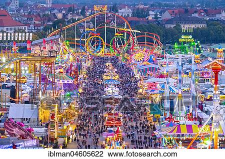 View over Schaustellerstraße, Oktoberfest, Wiesn, Munich, Oberbayern, Bavaria, Germany, Europe View Large Photo Image Stock Image - View over Schaustellerstraße, Oktoberfest, Wiesn, Munich, Oberbayern, Bavaria, Germany, Europe. Fotosearch