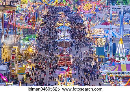 View over Schaustellerstraße, Oktoberfest, Wiesn, Munich, Oberbayern, Bavaria, Germany, Europe View Large Photo Image Stock Photography - View over Schaustellerstraße, Oktoberfest, Wiesn, Munich, Oberbayern, Bavaria, Germany, Europe. Fotosearch