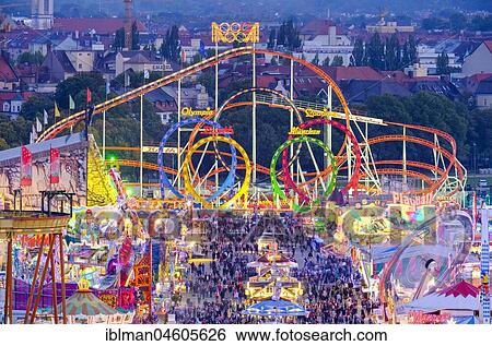 View over the Oktoberfest, Wiesn, Munich, Upper Bavaria, Bavaria, Germany, Europe View Large Photo Image Stock Photograph - View over the Oktoberfest, Wiesn, Munich, Upper Bavaria, Bavaria, Germany, Europe. Fotosearch