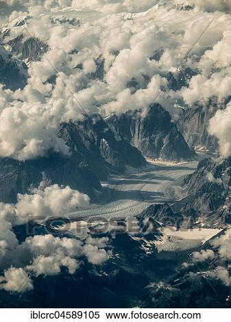 Stock Photography - View when approaching Anchorage Airport to Matanuska Glacier, Alaska, USA, North America. Fotosearch