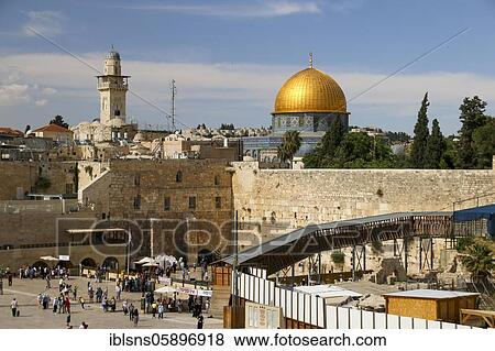 Wailing Wall with Dome of the Rock, Jerusalem, Israel, Asia View Large Photo Image Stock Photo - Wailing Wall with Dome of the Rock, Jerusalem, Israel, Asia. Fotosearch