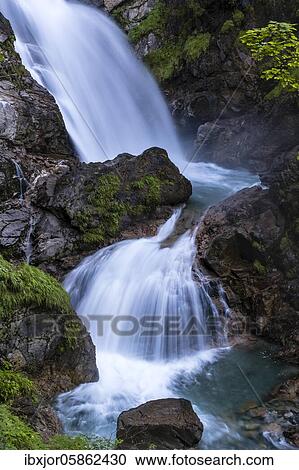Stock Image - Waterfall and cascades in the Groppenstein Gorge, Obervellach, Drautal, Carinthia, Austria, Europe. Fotosearch