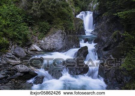 Stock Photograph - Waterfall and cascades in the Groppenstein Gorge, Obervellach, Drautal, Carinthia, Austria, Europe. Fotosearch