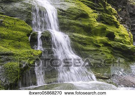 Waterfall on the west coast, water flowing over mossy rocks, Tintagel, Cornwall, United Kingdom, Europe View Large Photo Image Stock Image - Waterfall on the west coast, water flowing over mossy rocks, Tintagel, Cornwall, United Kingdom, Europe. Fotosearch