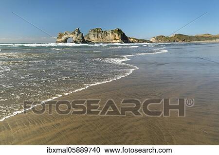 Wharariki Beach, Oceania, Golden Bay, Tasman, South Island, New Zealand, Oceania View Large Photo Image Stock Image - Wharariki Beach, Oceania, Golden Bay, Tasman, South Island, New Zealand, Oceania. Fotosearch