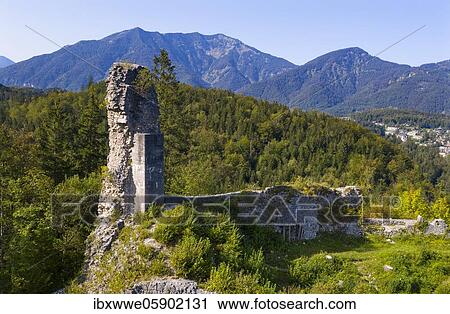 Stock Image - Wildenstein Castle Ruin, Bad Ischl, Salzkammergut, Upper Austria, Austria, Europe. Fotosearch