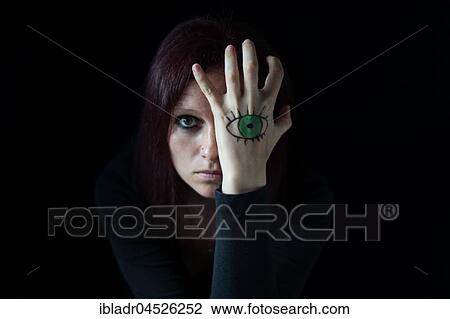 Woman with painted eye on her hands View Large Photo Image Stock Image - Woman with painted eye on her hands. Fotosearch