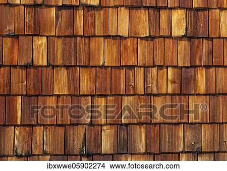 Picture - Wood shingle, wood shingle facade, St. Wolfgang am Wolfgangsee, Salzkammergut, Upper Austria, Austria, Europe. Fotosearch