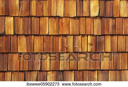 Stock Image - Wood shingle, wood shingle facade, St. Wolfgang am Wolfgangsee, Salzkammergut, Upper Austria, Austria, Europe. Fotosearch