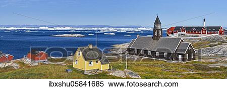 Zion Church and Hospital in Disko Bay, Ilulissat, West Greenland, Greenland, North America View Large Photo Image Stock Photography - Zion Church and Hospital in Disko Bay, Ilulissat, West Greenland, Greenland, North America. Fotosearch