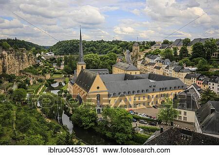 Abbey Neumünster in the suburbs of Grund, Luxembourg City, Grand Duchy of Luxembourg View Large Photo Image Stock Image - Abbey Neumünster in the suburbs of Grund, Luxembourg City, Grand Duchy of Luxembourg. Fotosearch