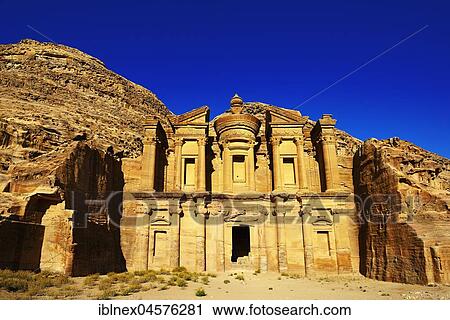 Stock Image - Ad Deir, The Monastery, Petra, Wadi Musa, Jordan, Asia. Fotosearch
