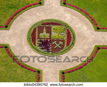 Aerial view, flowerbed shaped into Gelsenkirchen coat of arms, Schloss Berg Castle Park, Gelsenkirchen, Ruhr, North Rhine-Westphalia, Germany, Europe View Large Photo Image Stock Image - Aerial view, flowerbed shaped into Gelsenkirchen coat of arms, Schloss Berg Castle Park, Gelsenkirchen, Ruhr, North Rhine-Westphalia, Germany, Europe. Fotosearch