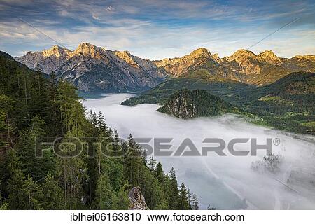 Almsee im Nebel, Totes Gebirge, Almtal, Salzkammergut, Upper Austria, Austria, Europe View Large Photo Image Stock Image - Almsee im Nebel, Totes Gebirge, Almtal, Salzkammergut, Upper Austria, Austria, Europe. Fotosearch