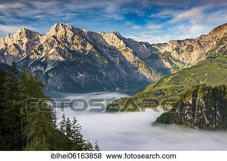 Almsee im Nebel, Totes Gebirge, Almtal, Salzkammergut, Upper Austria, Austria, Europe View Large Photo Image Stock Photo - Almsee im Nebel, Totes Gebirge, Almtal, Salzkammergut, Upper Austria, Austria, Europe. Fotosearch