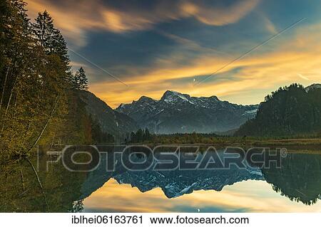 Almsee in autumn, evening light, Totes Gebirge, Almtal, Salzkammergut, Upper Austria, Austria, Europe View Large Photo Image Stock Image - Almsee in autumn, evening light, Totes Gebirge, Almtal, Salzkammergut, Upper Austria, Austria, Europe. Fotosearch