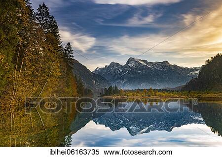Almsee in autumn, Totes Gebirge, Almtal, Salzkammergut, Upper Austria, Austria, Europe View Large Photo Image Stock Photography - Almsee in autumn, Totes Gebirge, Almtal, Salzkammergut, Upper Austria, Austria, Europe. Fotosearch