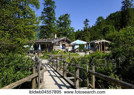 Alpine restaurant Siebenhütten, Weißachtal, Tegernsee mountains, Upper Bavaria, Bavaria, Germany, Europe View Large Photo Image Stock Photography - Alpine restaurant Siebenhütten, Weißachtal, Tegernsee mountains, Upper Bavaria, Bavaria, Germany, Europe. Fotosearch